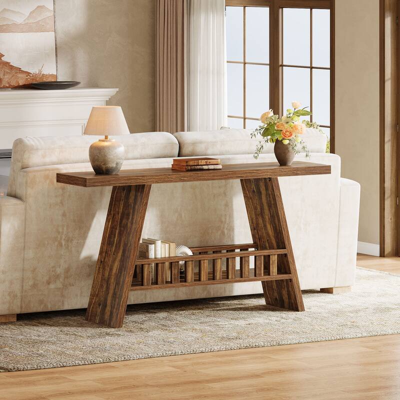 Farmhouse 2-tier Entryway Console Table for Living Room Hallway Foyer