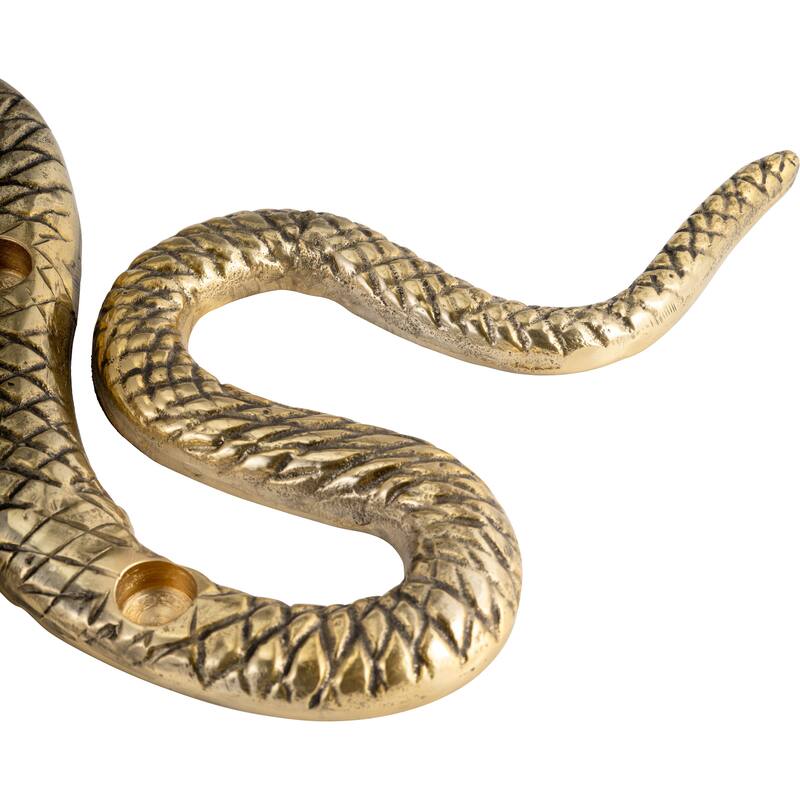 Sagebrook Home Metal, 22" Snake 4Taper Candle Holder, Gold, Novelty, 1"H, Solid Color - 22" x 11" x 1" - 22" x 11" x 1"