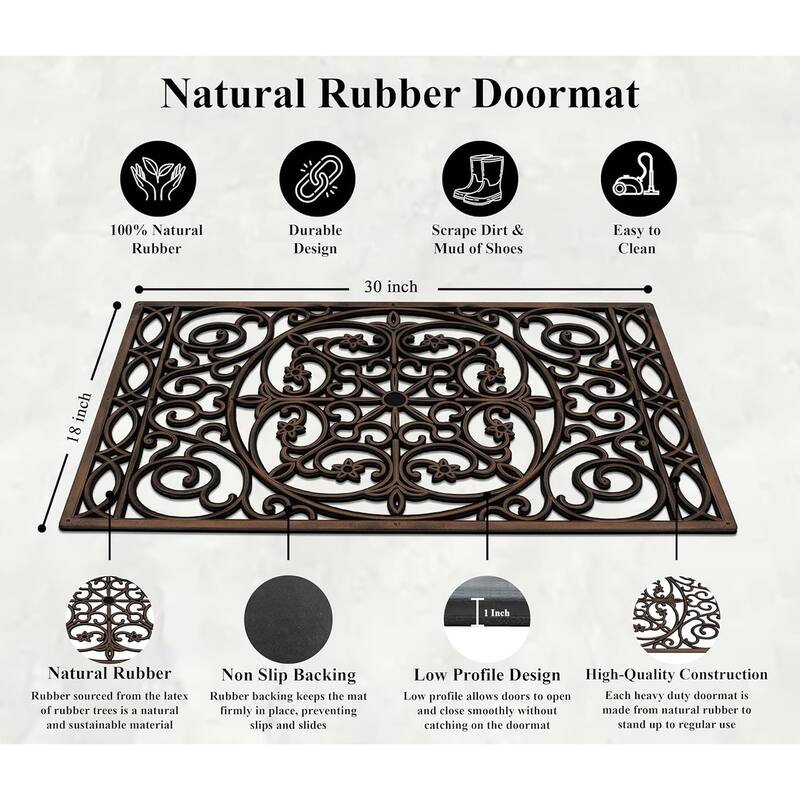 A1HC Rubber Grill Doormat, Elegant Star Pattern,Fun Designed Floor Mat, 18"X30"