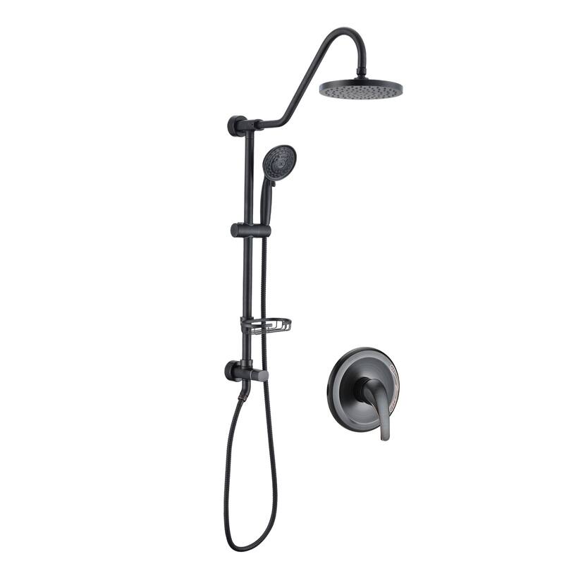 YASINU Wall-Mounted Rain Shower System with 5-Function Handheld Shower - Oil Rubbed Bronze