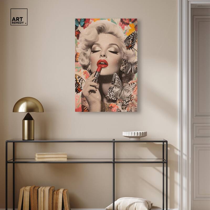 Iconic Lady Butterfly Collage Canvas by Art Remedy, Gallery Wrapped