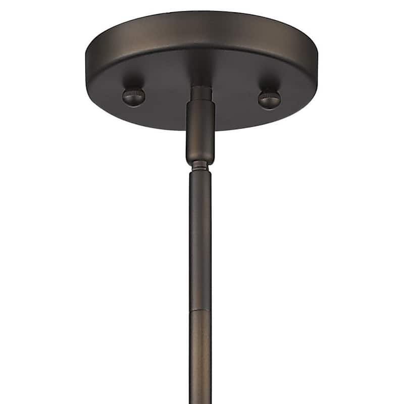 HomeRoots Bronze Hanging Light with Ribbed Pebbled Glass Shade - 7.5' X '11.5' X '7.5