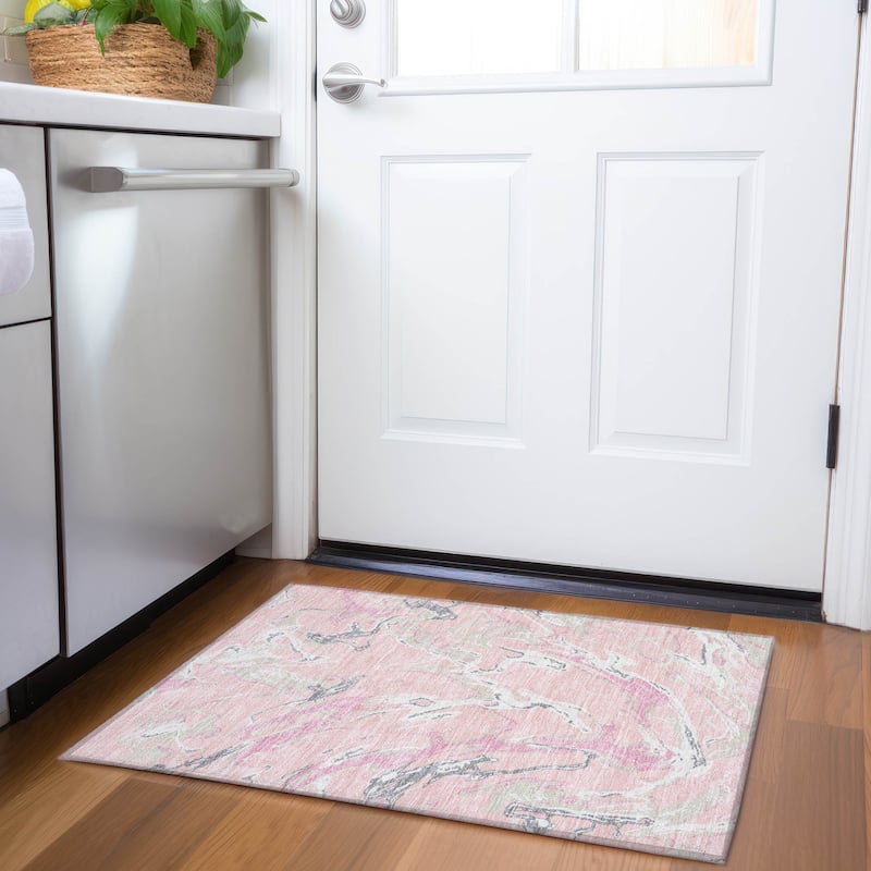 Premium Washable Super Soft Abstract Thrust Mayfield Rug - Pink - 1'8" x 2'6"