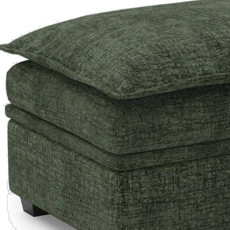 HomeRoots 30" Gray and Black Chenille Storage Ottoman