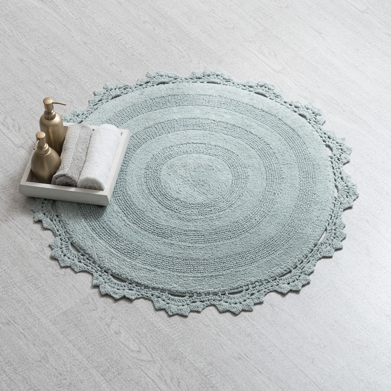 MH London Winchester Cotton Round Bathroom Rug - Soft Bath Mat