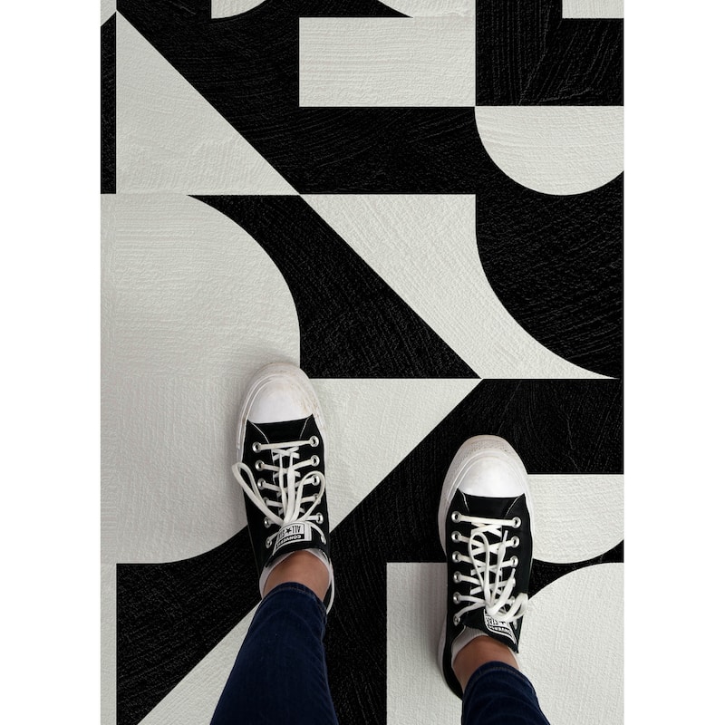 Very Gay Paint Gia Metric Black and White Peel and Stick Floor Tiles