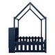 preview thumbnail 22 of 34, Kids Twin Floor Bed with Roof Frame and LED Light, Wooden House Bed with Bookshelf Storage and Guardrails