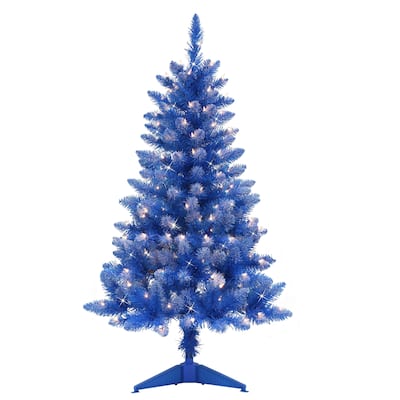 Pre-lit Medium Blue Pine Artificial Christmas Tree - 4' - Clear Lights - 4 Foot