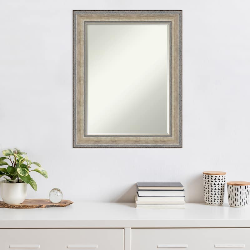 Fleur Silver Half-Inch-Bevel Wood Framed Wall Mirror - Fleur Champagne Silver - Glass Size 18x24