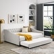 preview thumbnail 2 of 10, Full Size Daybed with Twin Size Trundle Upholstered Tufted Sofa Bed, with Button on Back and Copper Nail on Waved Shape Arms