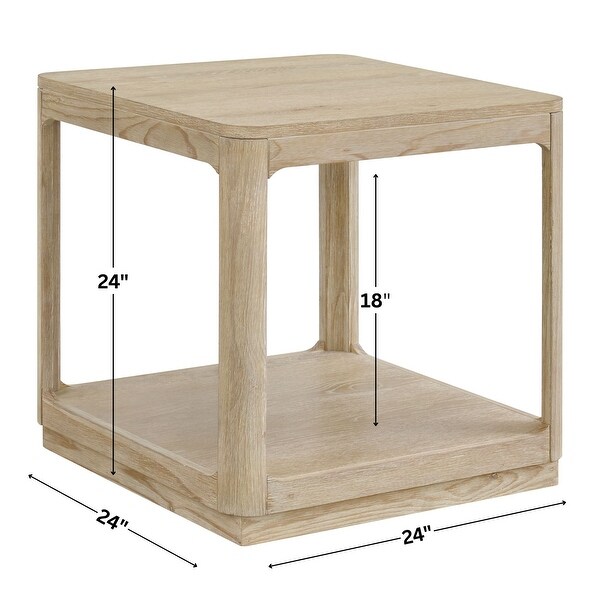 Delray Natural Wood 24-Inch End Table with Shelf - On Sale - Bed
