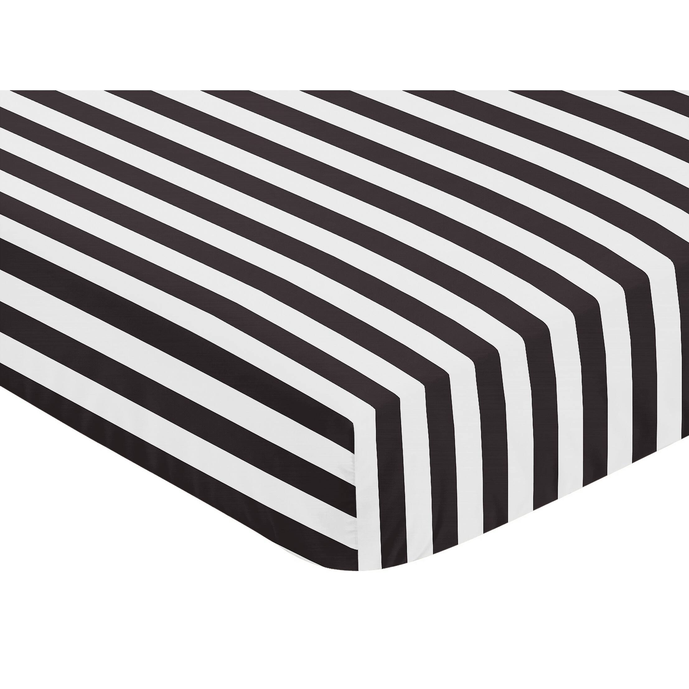 Sweet Jojo Designs Black and White Stripe Fitted Crib Sheet Bed Bath