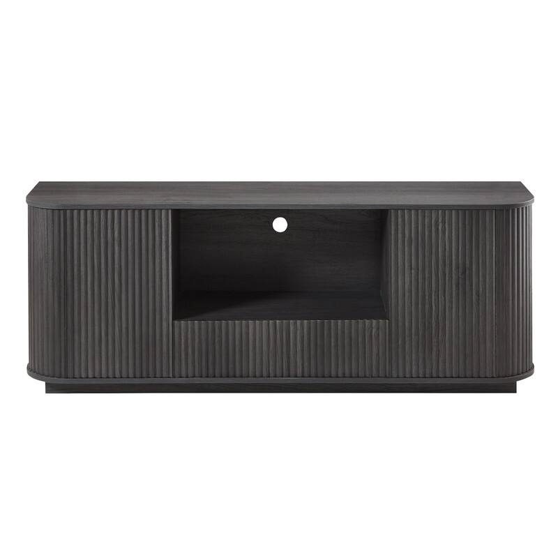 Sideboard Storage Cabinet TV Stand with wave pattern Buffet Cabinet Wooden Vertical Striped Cabinet
