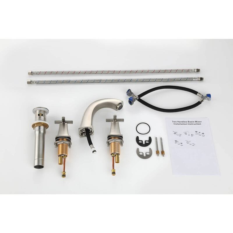 YASINU Cross Handles Widespread 8 Inch Bathroom Faucet With Drain