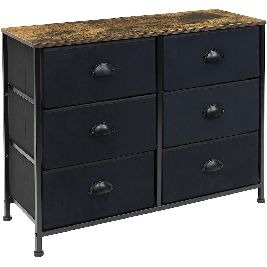Sorbus Small Dresser with 6 Drawers - Wood Farmhouse Décor Style Shelf Top