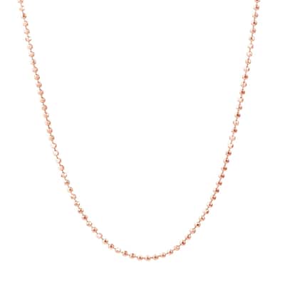 Curata 14k Rose Gold 1.15mm Diamond Cut Bead Chain Necklace (Lobster)