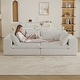 preview thumbnail 66 of 147, Modular Sectional Sofa Corduroy Upholstered Sleeper Sofa Convertible Cloud Accent Couch Deep Seat Chaise Lounge, DIY Combination Loveseat - White