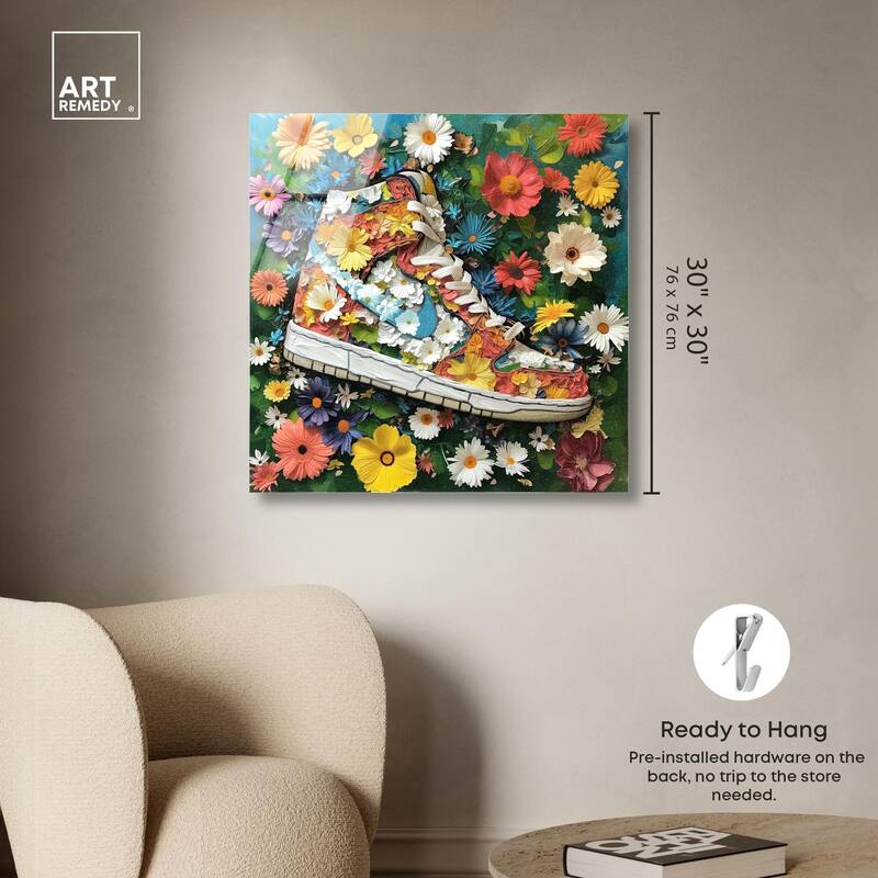 Painted in Floral Sneaker Acrylic by Art Remedy, Ready to Hang