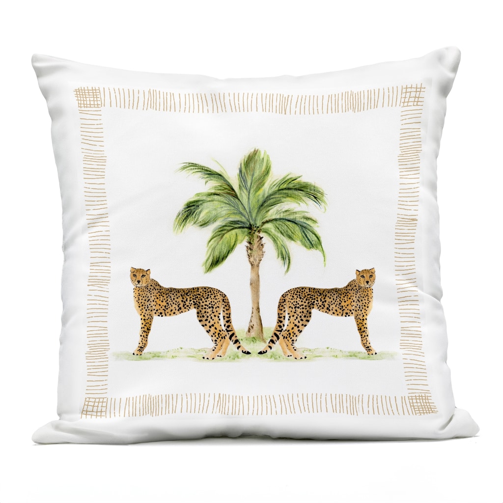 Stupell Cheetah Duo & Palm Tree Printed Outdoor Throw Pillow Design by Janet Tava
