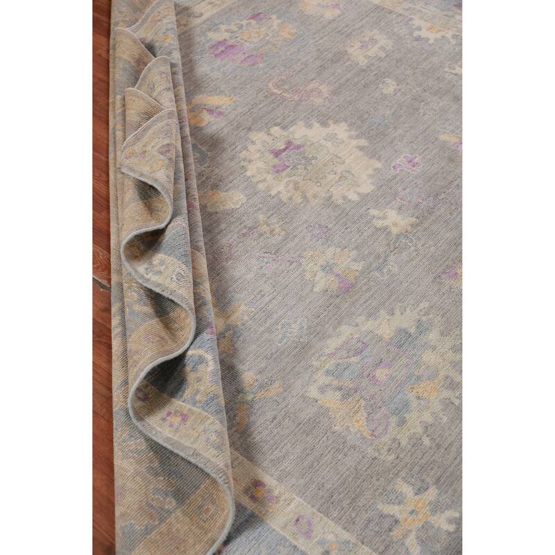 Hand Knotted Oriental 100% Wool Carpet Transitional All-Over Greys & Charcoal Oushak Area Rug - 10' 3'' X 8' 0''
