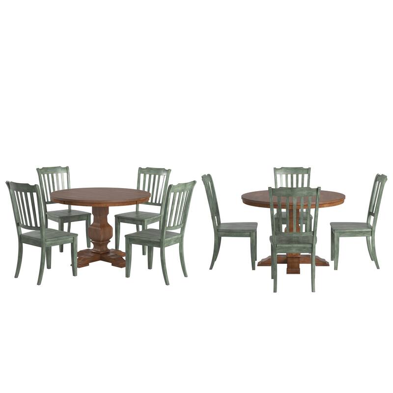 Ronda 45" Round Solid Wood Top Dining Set with Spindle Back Chairs