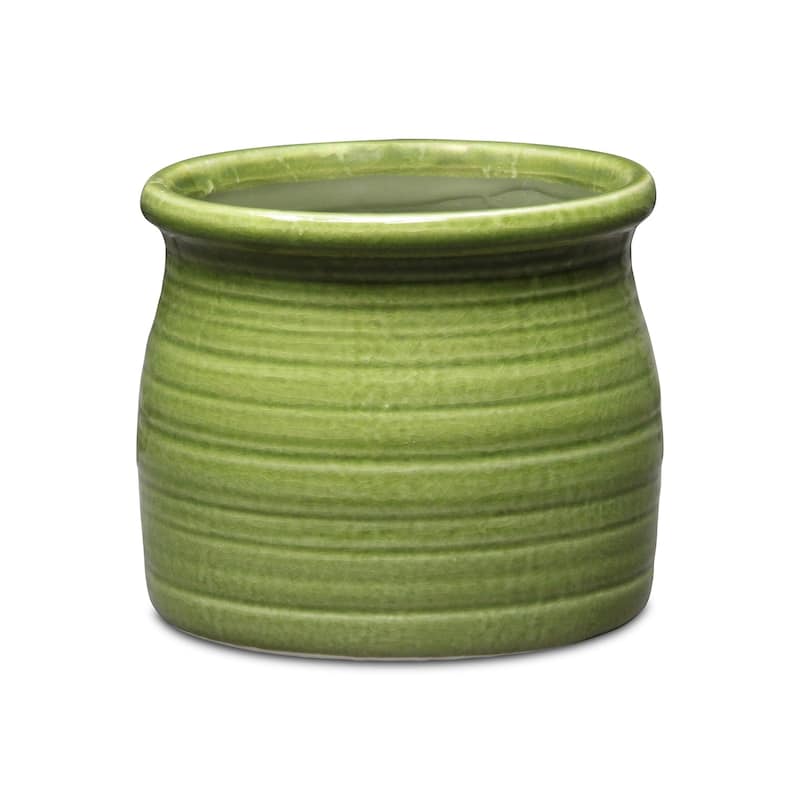 Kifon Curved Ceramic Ceramic Pot - Olive Green