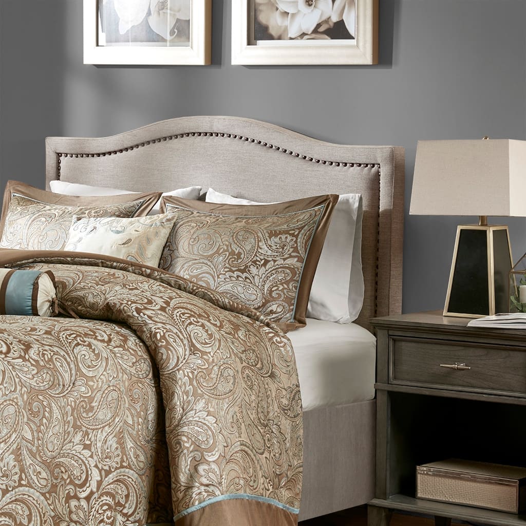 Elegant Upholstered Panel Headboard with Adjustable Metal Legs