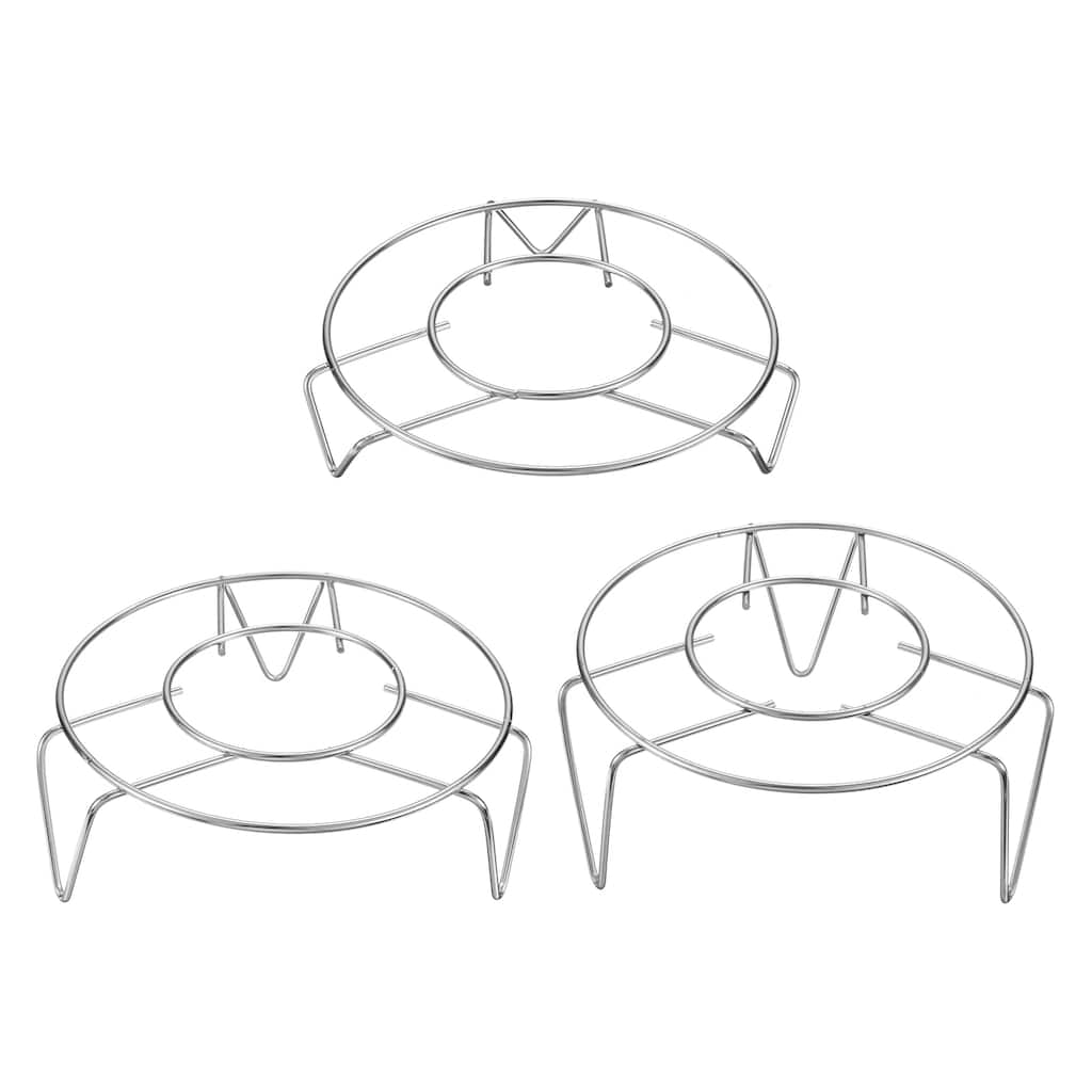 3pcs Steam Rack 5.5" Dia Metal Trivets for Cooker Silver (1.2"/2"/2.8" Tall)