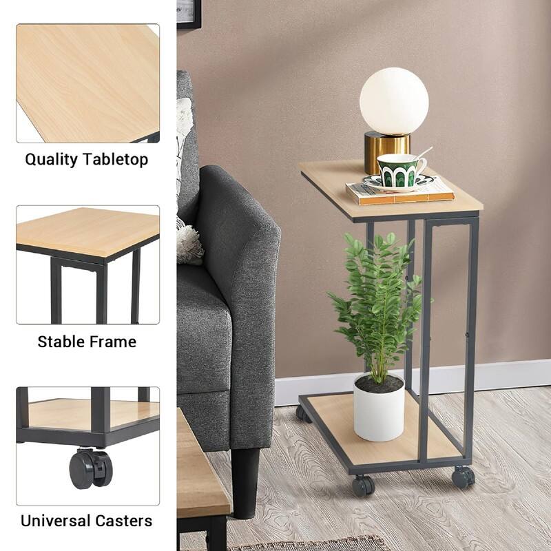 C-Shaped End Table for Couch - 15.3"D x 11.4"W x 25.1"H