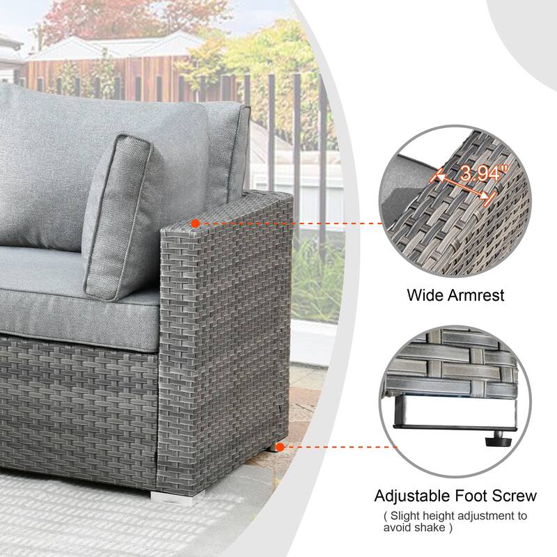 HOOOWOOO Patio 5-piece Wicker Sectional Sofa Set with Coffee Table
