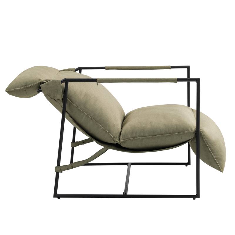 Metal Framed Sling Accent Chair with Bag Cushion
