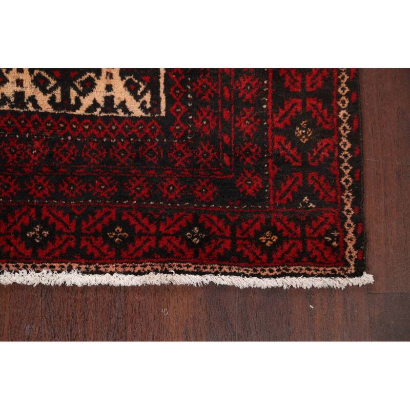 Geometric Balouch Persian Wool Area Rug Hand-knotted Office Carpet - 3'7" x 6'4"