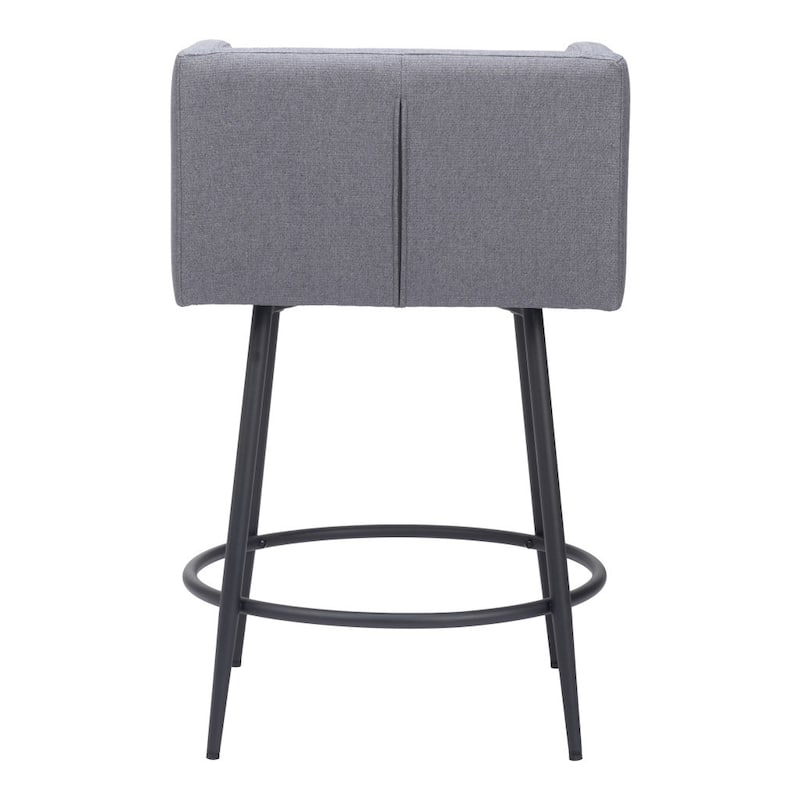 HomeRoots Set of Two 27" Gray and Black Fabric and Steel Counter Height Bar Chairs