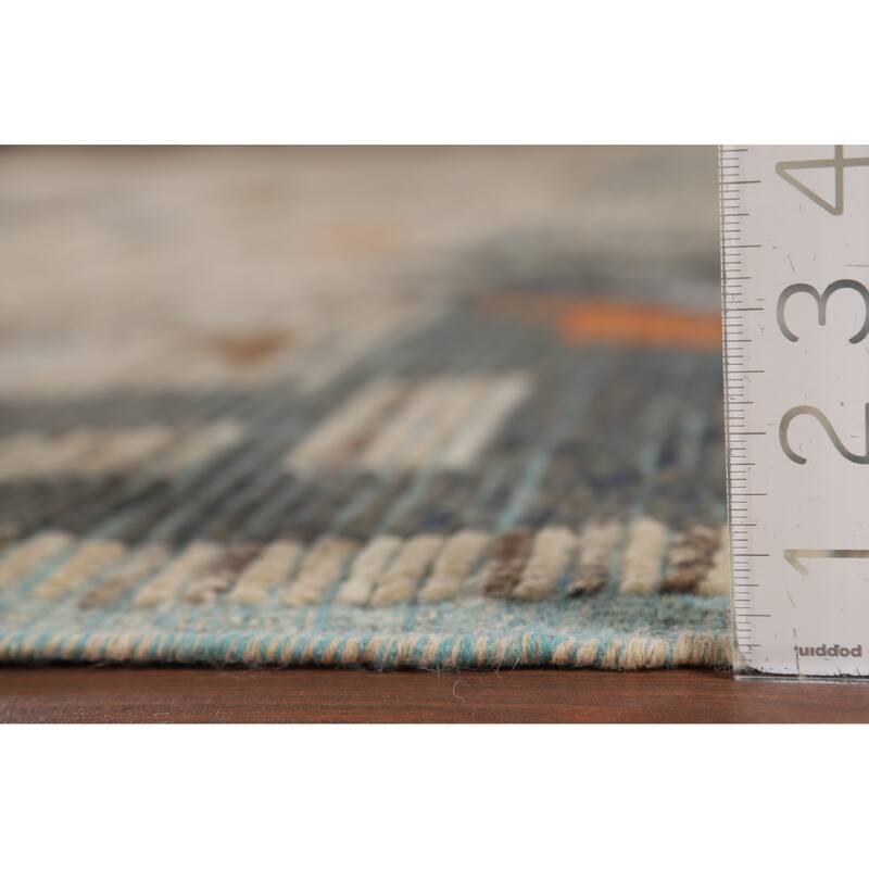 Earth Tone Moroccan Abstract Area Rug Handmade Wool Carpet - 9'0" x 12'4"