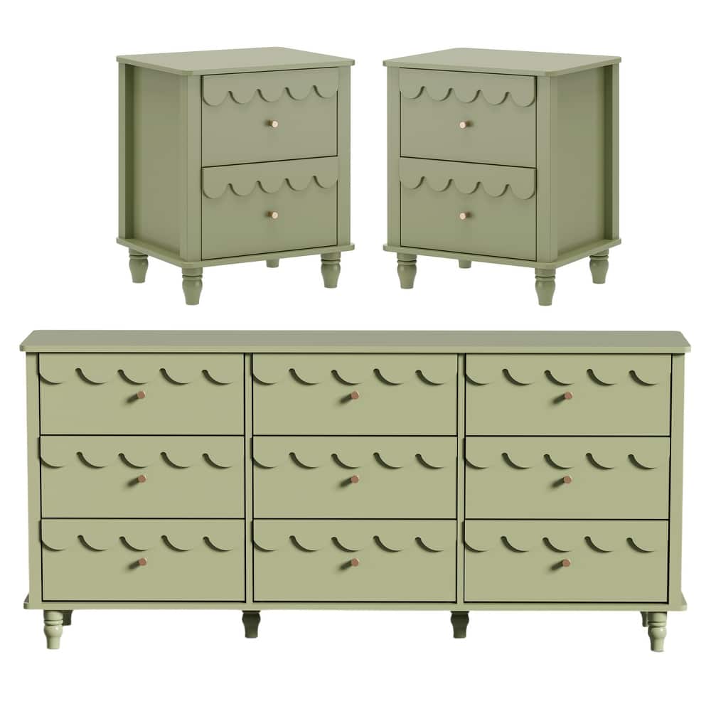 Princess Storage Set 9-Drawer Lace Dresser with Nightstand