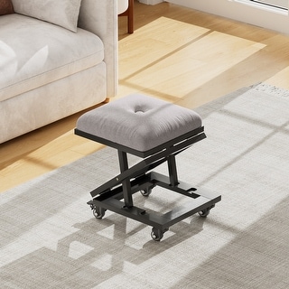 Javlergo Black Adjustable Height Folding Stool with Wheels Grey