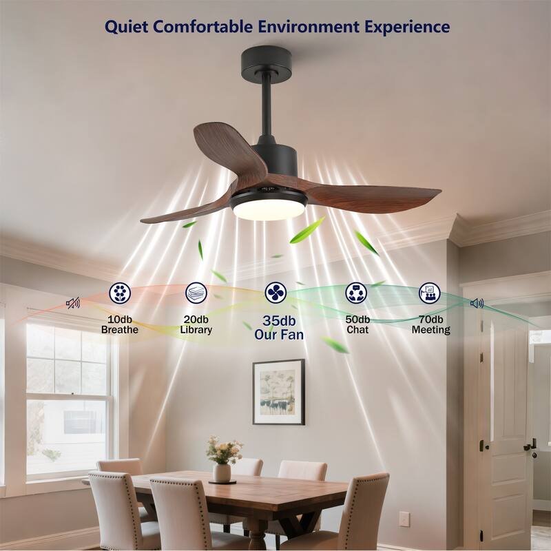 Sofucor 42/52 Inch Ceiling Fan With Light,3 ABS Blades Remote Control,Reversible DC Motor With Dimmable LED