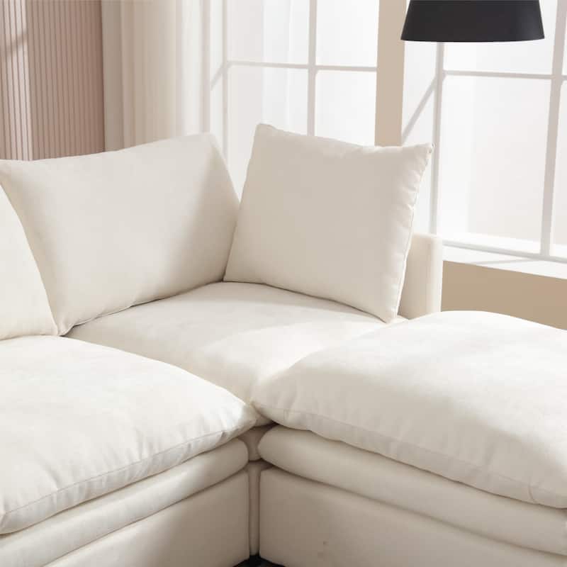 129.92" U-Shaped 5-Seat Sofa with Chaise & Pillows
