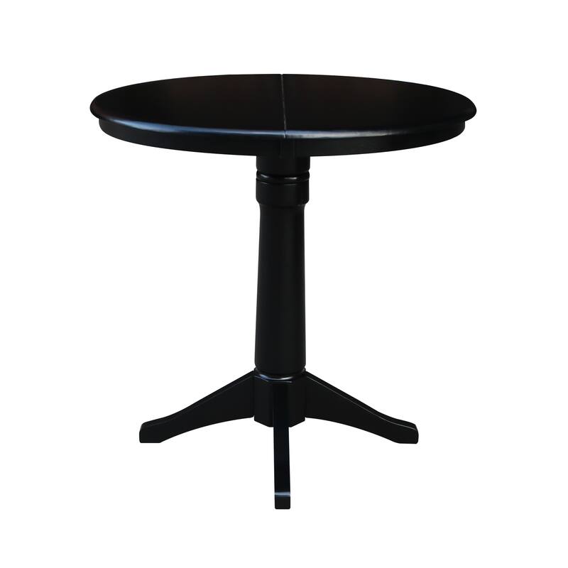 36" Round Top Dining Table with 12" Leaf - Black