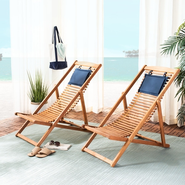 SAFAVIEH Outdoor Rendi Relax Chair with Pillow Set of 2 23.62
