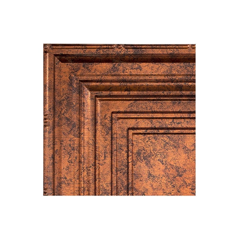 FASÄDE Traditional Style 3 Decorative Vinyl 2ft x 2ft Lay in Ceiling Panel in Moonstone Copper (5 Pack) - 12in x 12in Sample - Moonstone Copper