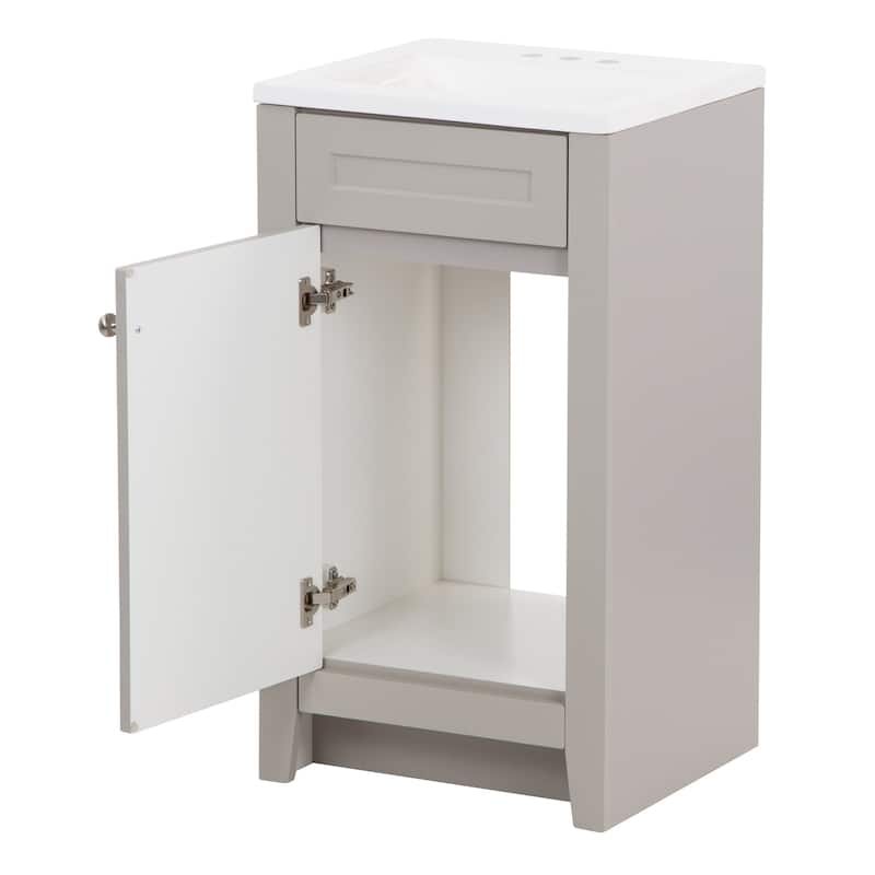 Spring Mill Cabinets Wyre 18" 1-Door Bathroom Vanity With White Sink Top