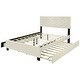preview thumbnail 6 of 8, Flannel Platform Queen Bed Frame with Twill Headboard Trundle Drawers