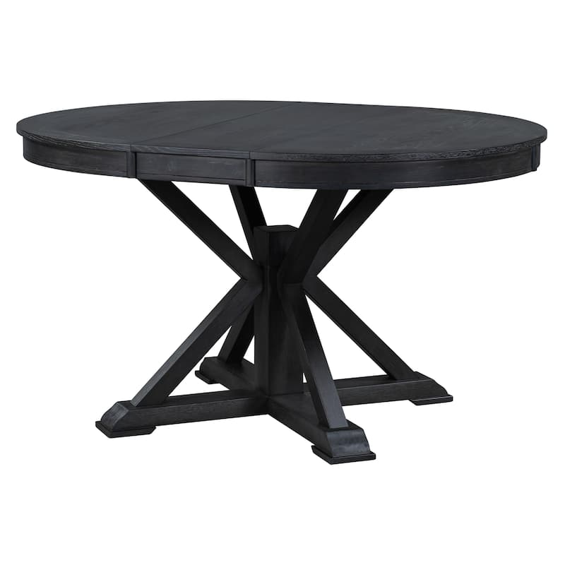 Retro Functional Extendable Dining Table with a 12" Leaf for Dining Room and Living Room