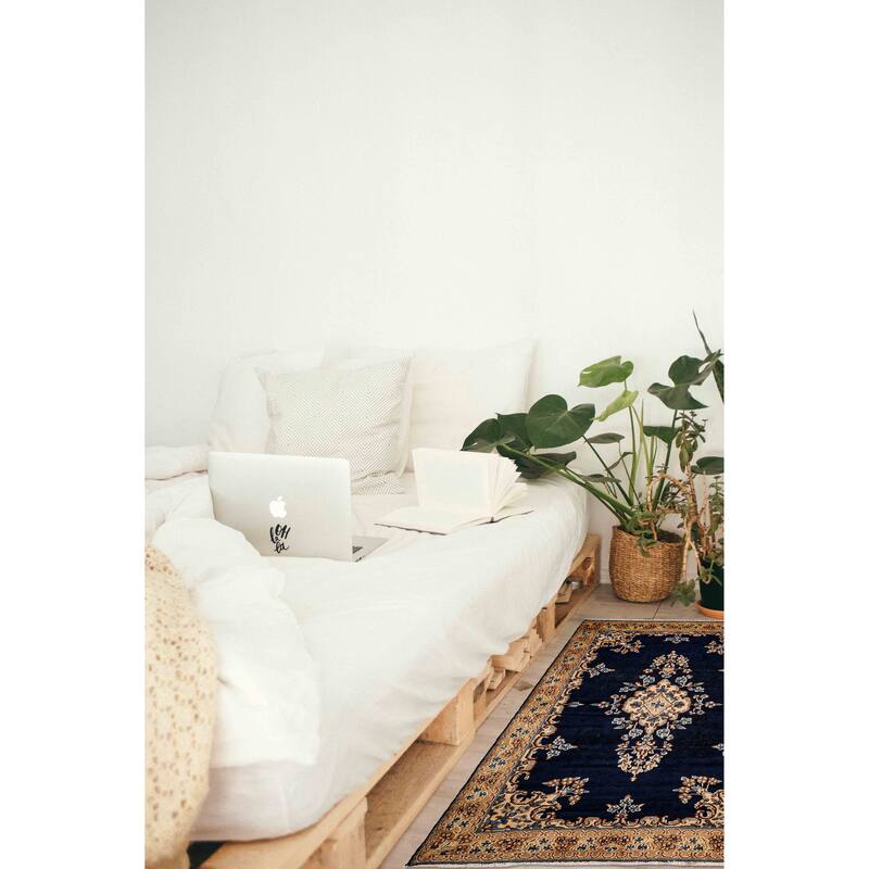 ECARPETGALLERY Hand-knotted Anadol Vintage Navy Wool Rug - 3'2 x 6'4