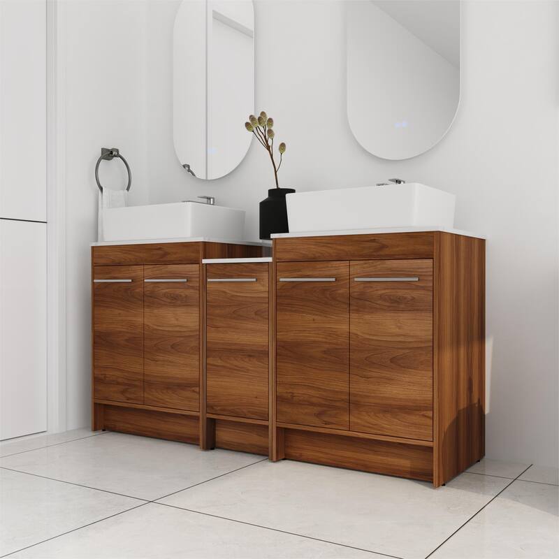 ARTCHIRLY 24/36/48/60 Inch Bathroom Vanity with Sink, Freestanding Bathroom Vanity with Soft Close Door and Shelf