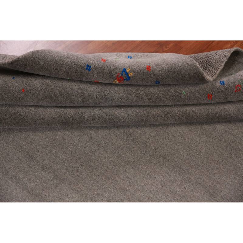 Gabbeh Indian Area Rug Handmade Oriental Grey Wool Carpet - 9'1" x 11'11"