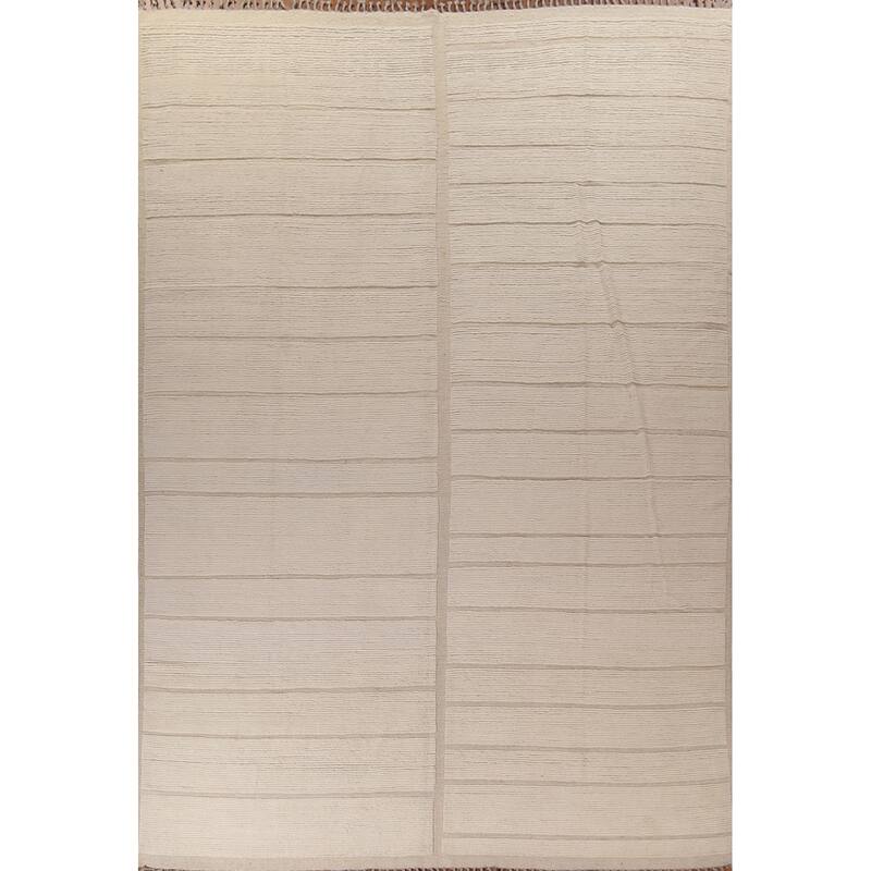 Ivory Moroccan Oriental Large Area Rug Handmade Wool Carpet - 12'1"x 15'11"