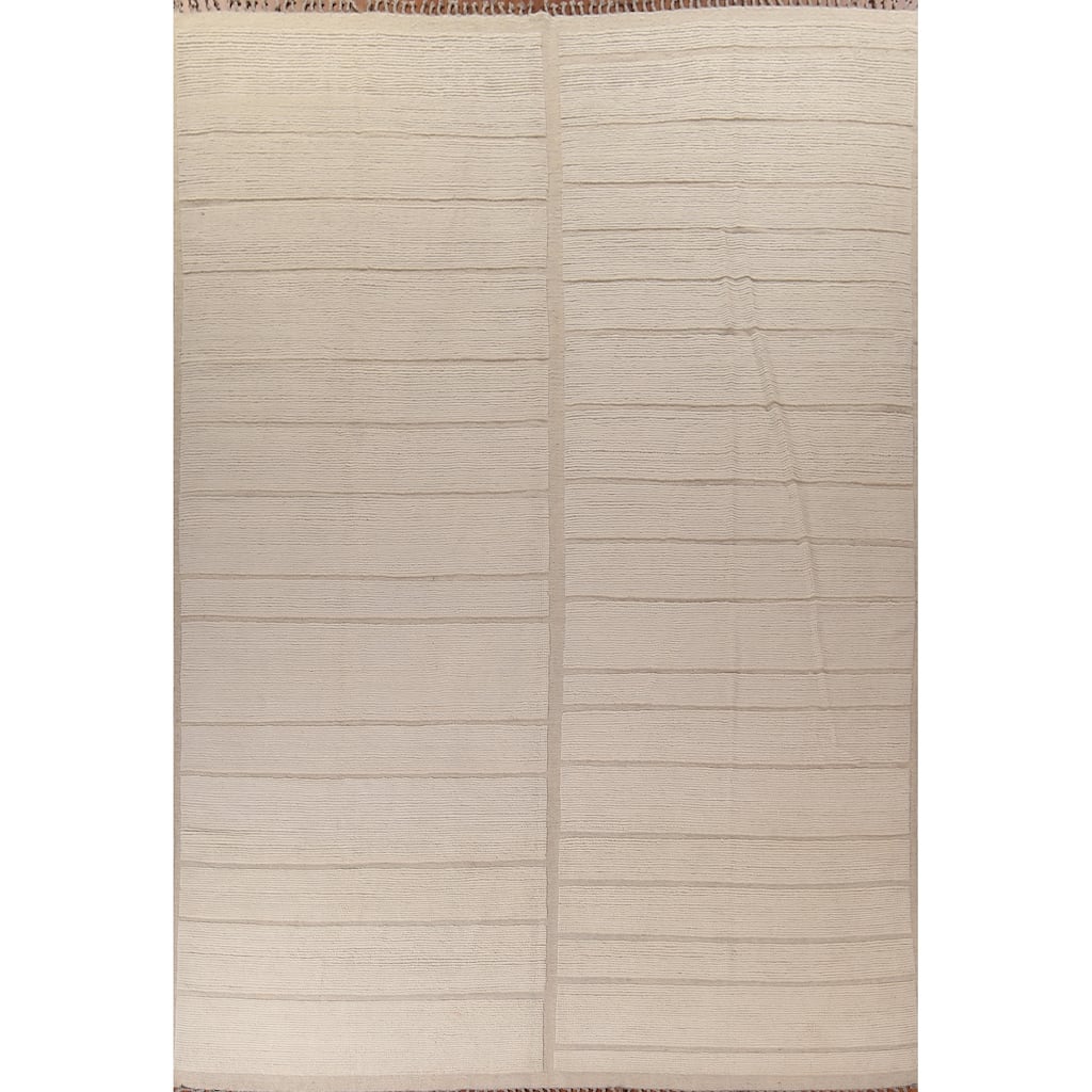 Ivory Moroccan Oriental Large Area Rug Handmade Wool Carpet - 12'1"x 15'11"