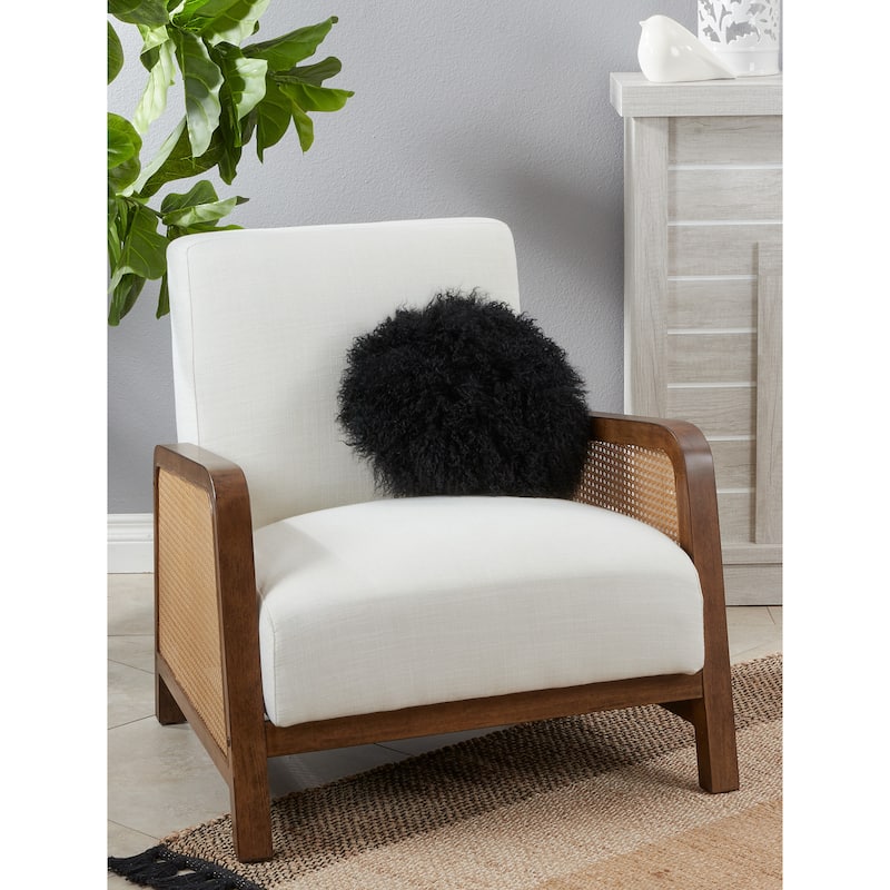 Poly-filled Mongolian Lamb Throw Pillow